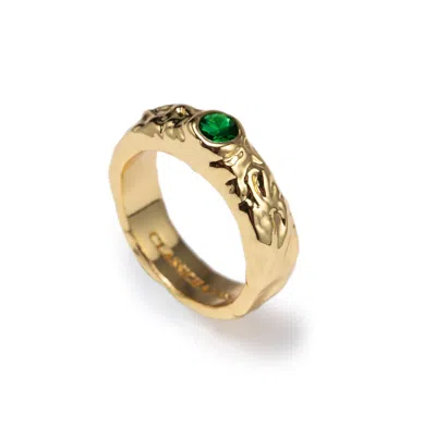 Classicharms Women's Gold / Green Sylvie Gold Molten Emerald Stackable Ring