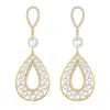 Classicharms Gold Pearl Hollow Teardrop Dangle Earrings
