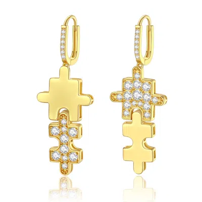 Classicharms Gold Jigsaw Puzzle Drop Earrings