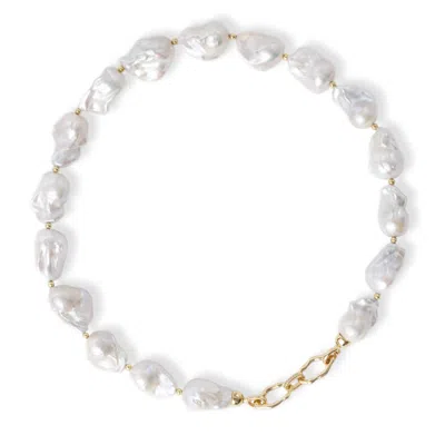 Classicharms Women's Gold Marina Large Baroque Pearl Statement  Choker Necklace