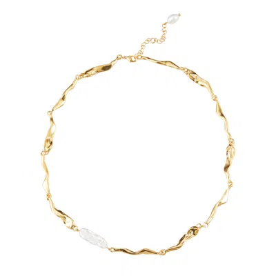 Classicharms Women's Gold Molten Baroque Pearl Necklace