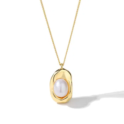 Classicharms Women's Gold Molten Pearl Pendant Necklace