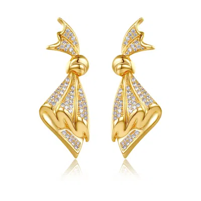 Classicharms Women's Gold Pavé Diamonds Embellished Butterfly Earrings