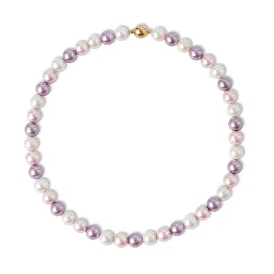 Classicharms Women's Gold / Pink / Purple Lydia Purple Shell Pearl Strand Choker Necklace-gold In Neutral