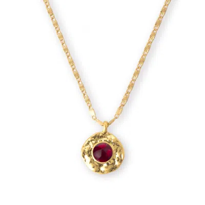 Classicharms Women's Gold / Red Roaming Venus Gold Ruby Crystal Molten Pendant Necklace