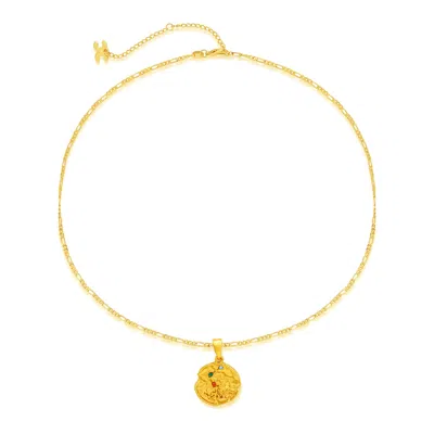 Classicharms Women's Gold Sculptural Zodiac Sign Pendant Necklace Set-aquarius