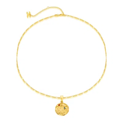 Classicharms Women's Gold Sculptural Zodiac Sign Pendant Necklace Set-aries