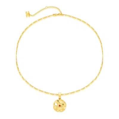 Classicharms Women's Gold Sculptural Zodiac Sign Pendant Necklace Set-cancer