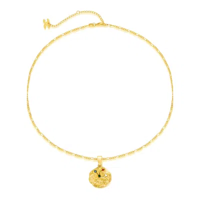Classicharms Women's Gold Sculptural Zodiac Sign Pendant Necklace Set-pisces
