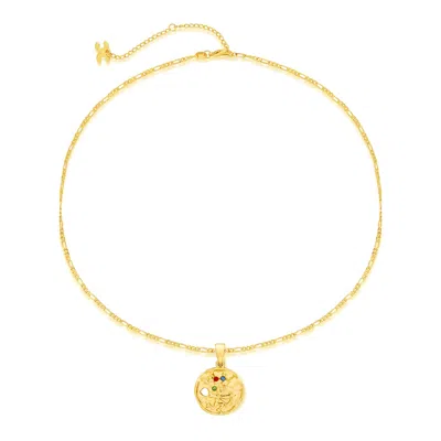 Classicharms Women's Gold Sculptural Zodiac Sign Pendant Necklace Set-sagittarius