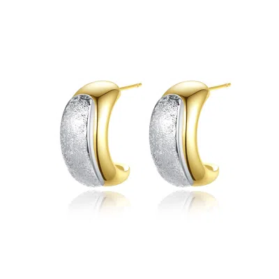 Classicharms Frosted And Matted Texture Two Tone Hoop Earrings In Gold/silver