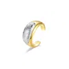 Classicharms Frosted And Matted Texture Two Tone Ring In Gold