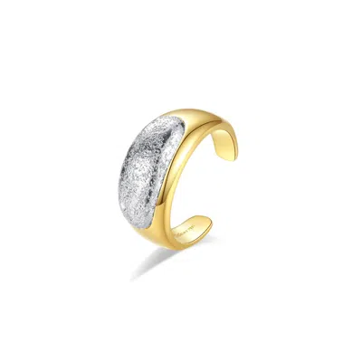 CLASSICHARMS WOMEN'S GOLD / SILVER FROSTED & MATTED TEXTURE TWO-TONE RING
