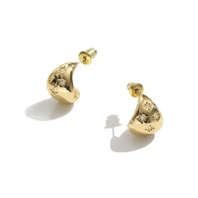 Classicharms Women's Gold Sparkling Star Drop Shape Studs
