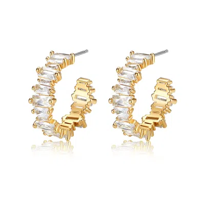 Classicharms Women's Gold T Shape Zirconia Earrings