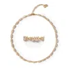 Classicharms Women's Gold T Shape Zirconia Necklace