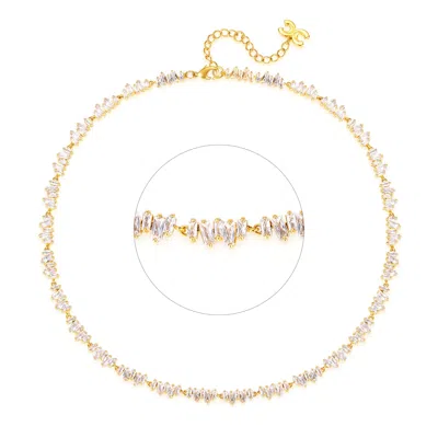 Classicharms Women's Gold T Shape Zirconia Necklace