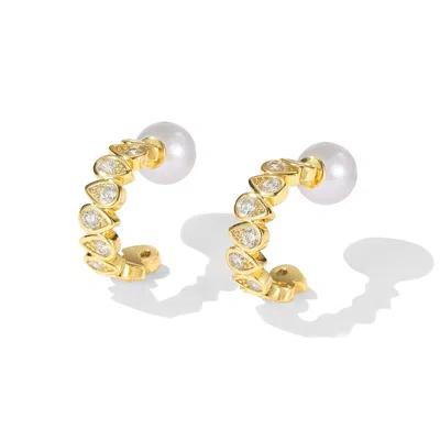 Classicharms Women's Gold Teardrop Zirconia Earrings