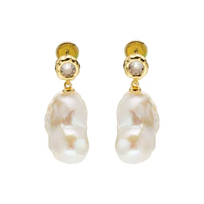 Classicharms Women's Gold / White Skyler Gold Baroque Pearl Drop Earrings