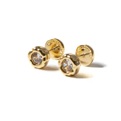 Classicharms Women's Gold / White Skyler Gold Molten Clear Zircon Stud Earrings
