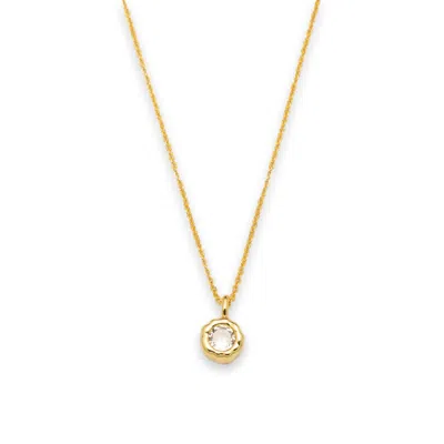 Classicharms Women's Gold / White Skyler Gold Molten Mini Solitaire Cz Pendant Necklace
