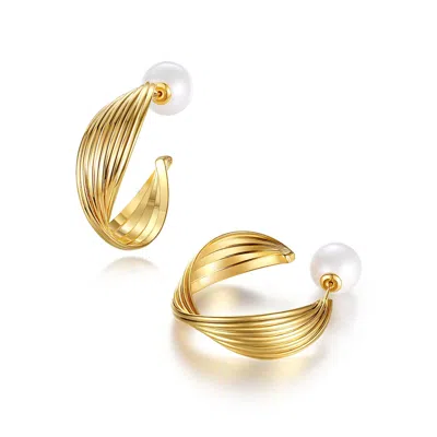 Classicharms Gold Twisted Wave Hoop Earrings