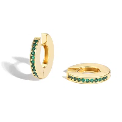 Classicharms Women's Green Adara Emerald Cubic Zirconia Hoop Earrings In Gold