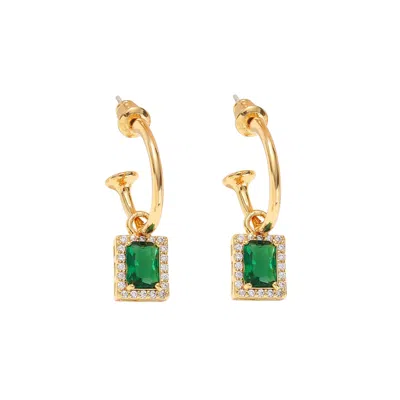 CLASSICHARMS WOMEN'S GREEN EMERALD HOOP EARRINGS