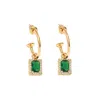 CLASSICHARMS WOMEN'S GREEN EMERALD HOOP EARRINGS