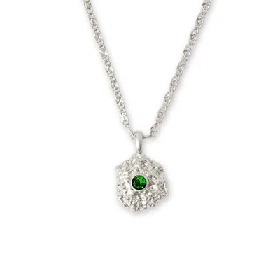 Classicharms Women's Green / Silver Shayla Silver Molten Emerald Zirconia Pendant Necklace