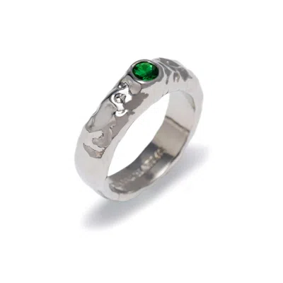 Classicharms Women's Green / Silver Sylvie Silver Molten Emerald Stackable Ring
