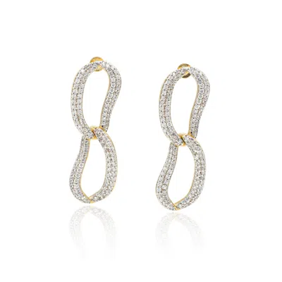 Classicharms Women's Infinity Gold Pavé Diamond Ovate Loop Hoop Earrings