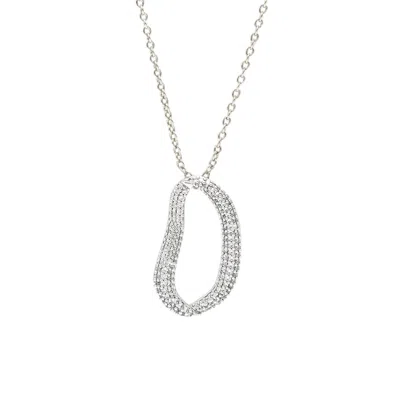 Classicharms Women's Infinity Silver Pavé Diamond Irregular Hoop Pendant Necklace In White