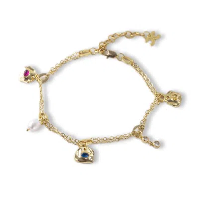 Classicharms Women's Iris Gold Gemstone Charm Anklet