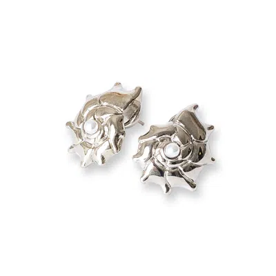 CLASSICHARMS WOMEN'S LEAH SILVER SHELL STUD EARRINGS