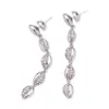 Classicharms Women's Lucia Silver Cascade Pavé Crystals Shell Drop Earrings