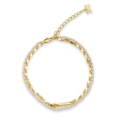 Classicharms Women's Madison Gold Layered Pearl Anklet