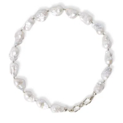 Classicharms Women's Marina Large Baroque Pearl Statement Choker Necklace In Silver In White