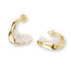 Classicharms Naomi Shell Pearl Cluster Molten Hoop Statement Earrings In Gold