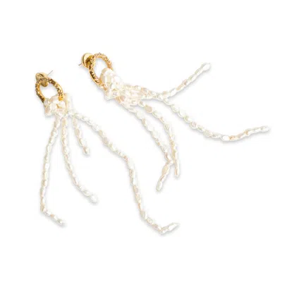 Classicharms Women's Nina Gold Hoop Pearl Tassel Earrings