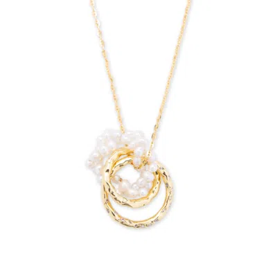 Classicharms Women's Nina Gold Interlocking Ring & Pearl Pendant Necklace
