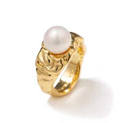 Classicharms Women's Nora Gold Molten Pearl Ring