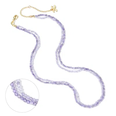 Classicharms Clarice Purple Crystal Mini Beaded Double Layered Necklace In Pink/purple