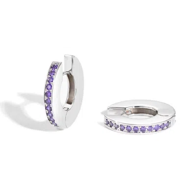 Classicharms Adara Purple Cubic Zirconia Hoop Earrings In Pink/purple/silver