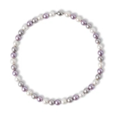 Classicharms Women's Pink / Purple / Silver Lydia Purple Shell Pearl Strand Choker Necklace-silver