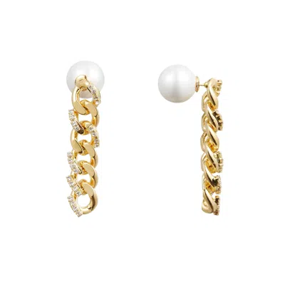 Classicharms Women's Rhinestone Gold Chain Earrings