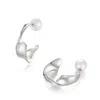 Classicharms Women's Silver Chunky Wave Hoop Earrings
