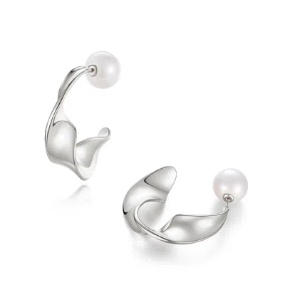 Classicharms Women's Silver Chunky Wave Hoop Earrings
