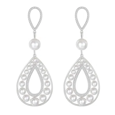 Classicharms Women's Silver Hollow Teardrop Dangle Earrings In Gray