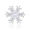 Classicharms Pave And Freshwater Pearl Snowflake Multi Way Brooch Pendant In Metallic